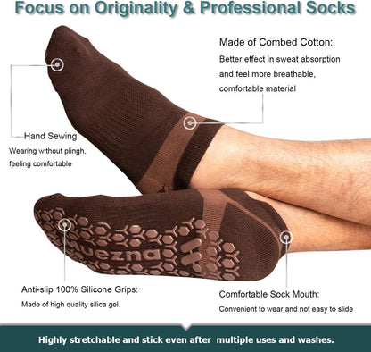 Men's Non-Slip Yoga Socks, Anti-Skid Pilates, Barre, Bikram Fitness Hospital Slipper Socks with Grips