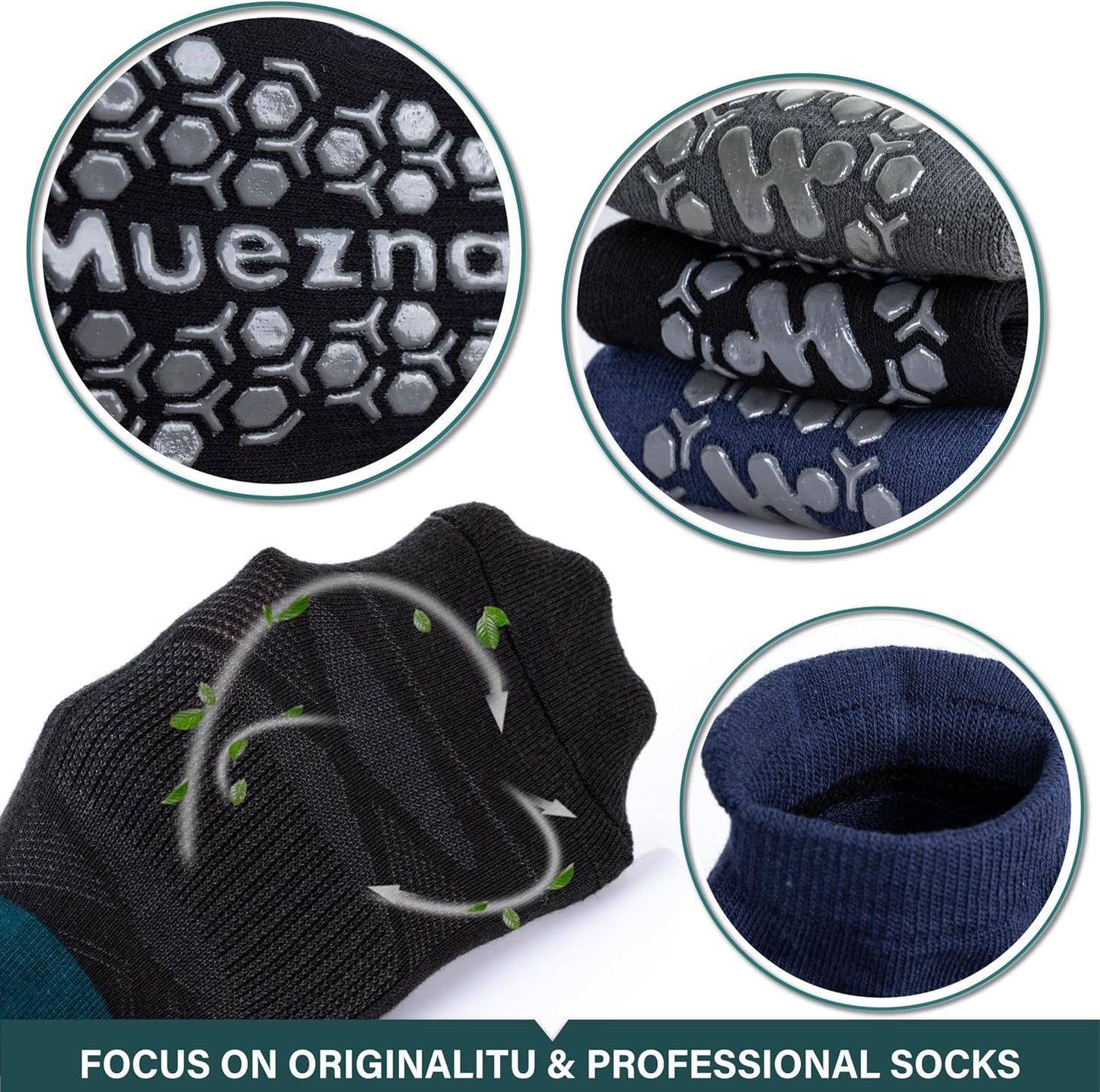 Men's Non-Slip Yoga Socks, Anti-Skid Pilates, Barre, Bikram Fitness Hospital Slipper Socks with Grips