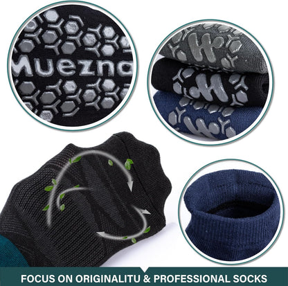 Men's Non-Slip Yoga Socks, Anti-Skid Pilates, Barre, Bikram Fitness Hospital Slipper Socks with Grips