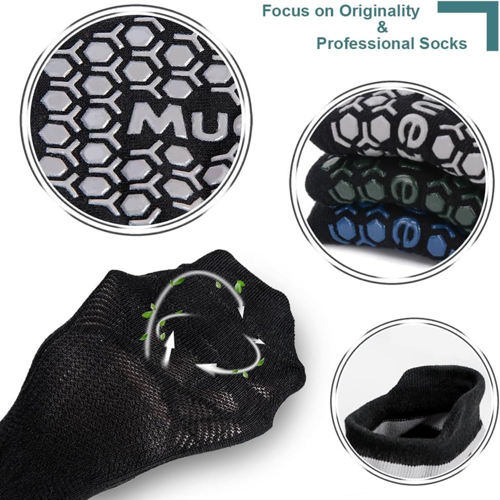 Men's Non-Slip Yoga Socks, Anti-Skid Pilates, Barre, Bikram Fitness Hospital Slipper Socks with Grips