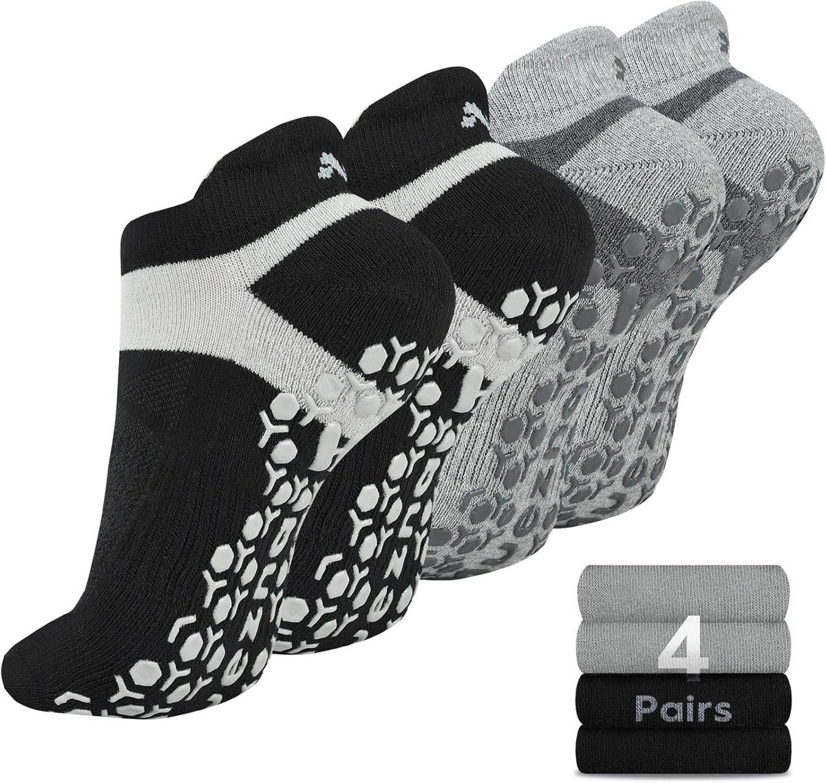 Men's Non-Slip Yoga Socks, Anti-Skid Pilates, Barre, Bikram Fitness Hospital Slipper Socks with Grips