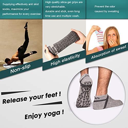 Men's Non-Slip Yoga Socks, Anti-Skid Pilates, Barre, Bikram Fitness Hospital Slipper Socks with Grips