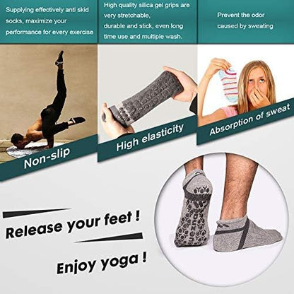 Men's Non-Slip Yoga Socks, Anti-Skid Pilates, Barre, Bikram Fitness Hospital Slipper Socks with Grips