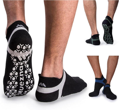 Men's Non-Slip Yoga Socks, Anti-Skid Pilates, Barre, Bikram Fitness Hospital Slipper Socks with Grips