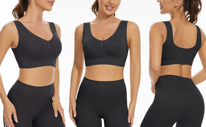 3-Pack Seamless Sports Bra Wirefree Yoga Bra with Removable Pads for Women
