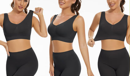 3-Pack Seamless Sports Bra Wirefree Yoga Bra with Removable Pads for Women