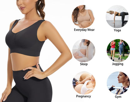 3-Pack Seamless Sports Bra Wirefree Yoga Bra with Removable Pads for Women