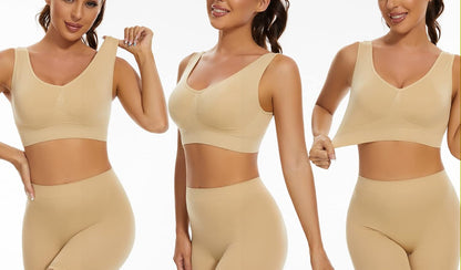3-Pack Seamless Sports Bra Wirefree Yoga Bra with Removable Pads for Women