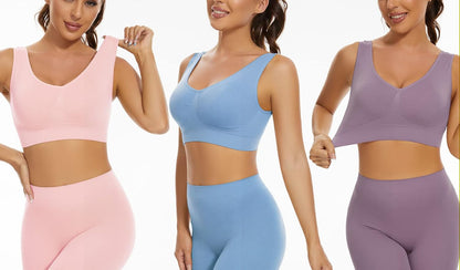 3-Pack Seamless Sports Bra Wirefree Yoga Bra with Removable Pads for Women