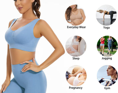 3-Pack Seamless Sports Bra Wirefree Yoga Bra with Removable Pads for Women