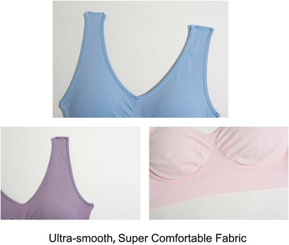 3-Pack Seamless Sports Bra Wirefree Yoga Bra with Removable Pads for Women