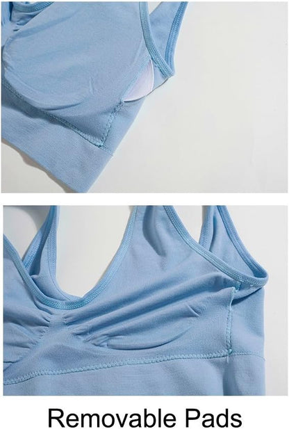 3-Pack Seamless Sports Bra Wirefree Yoga Bra with Removable Pads for Women