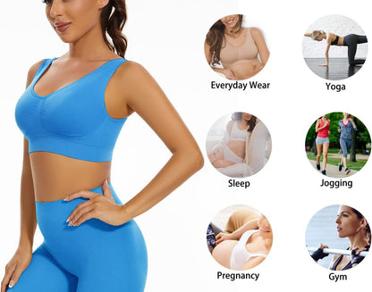 3-Pack Seamless Sports Bra Wirefree Yoga Bra with Removable Pads for Women