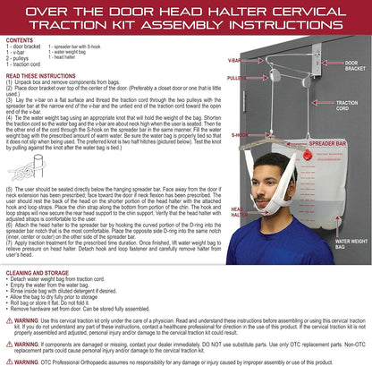 Cervical Traction Kit, Neck Pain Relief, Vertebrae Disk Herniation, Complete Over Door Setup