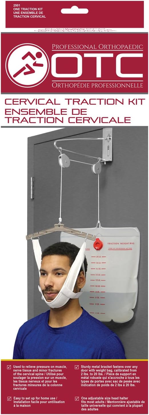 Cervical Traction Kit, Neck Pain Relief, Vertebrae Disk Herniation, Complete Over Door Setup