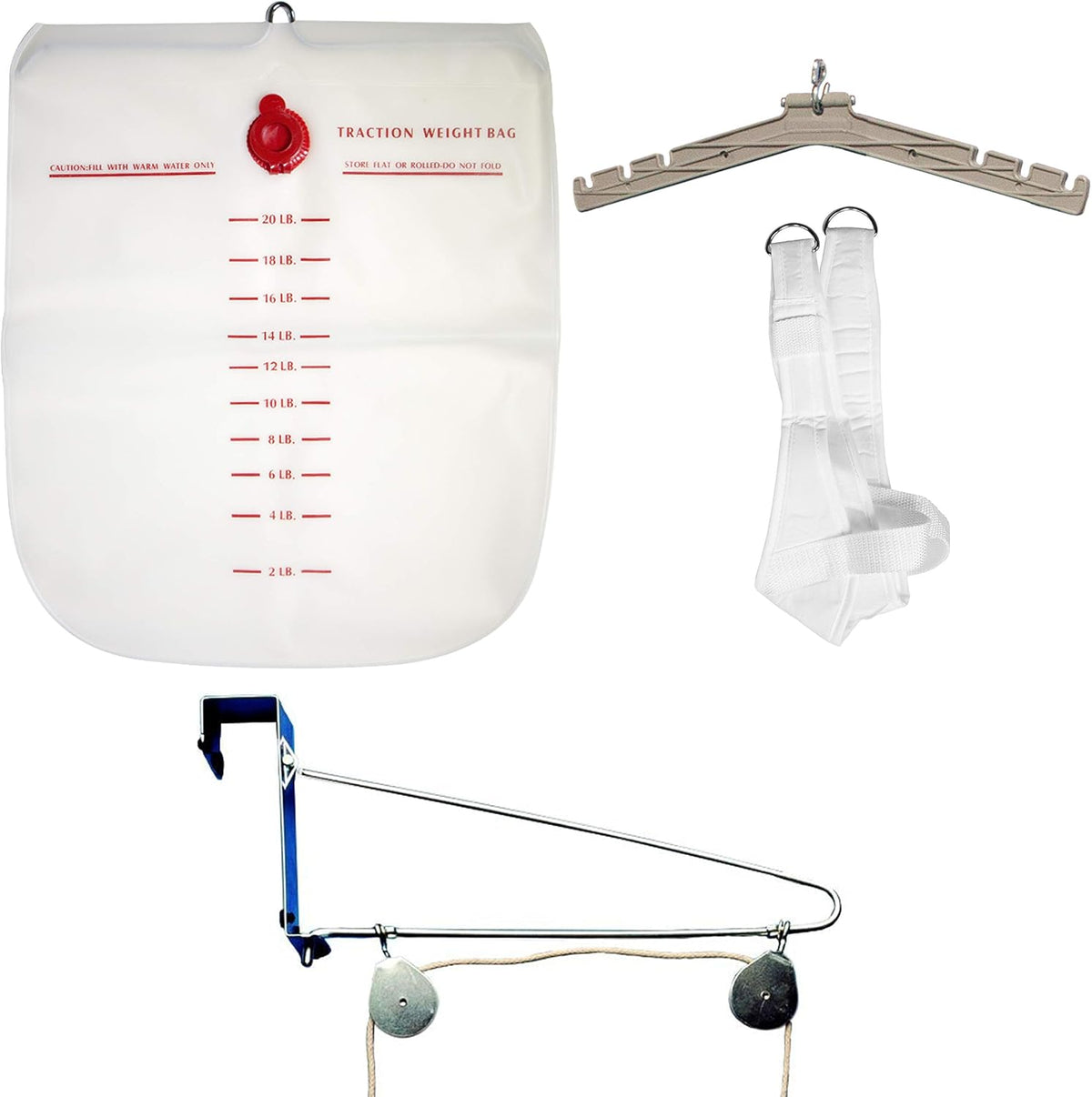 Cervical Traction Kit, Neck Pain Relief, Vertebrae Disk Herniation, Complete Over Door Setup