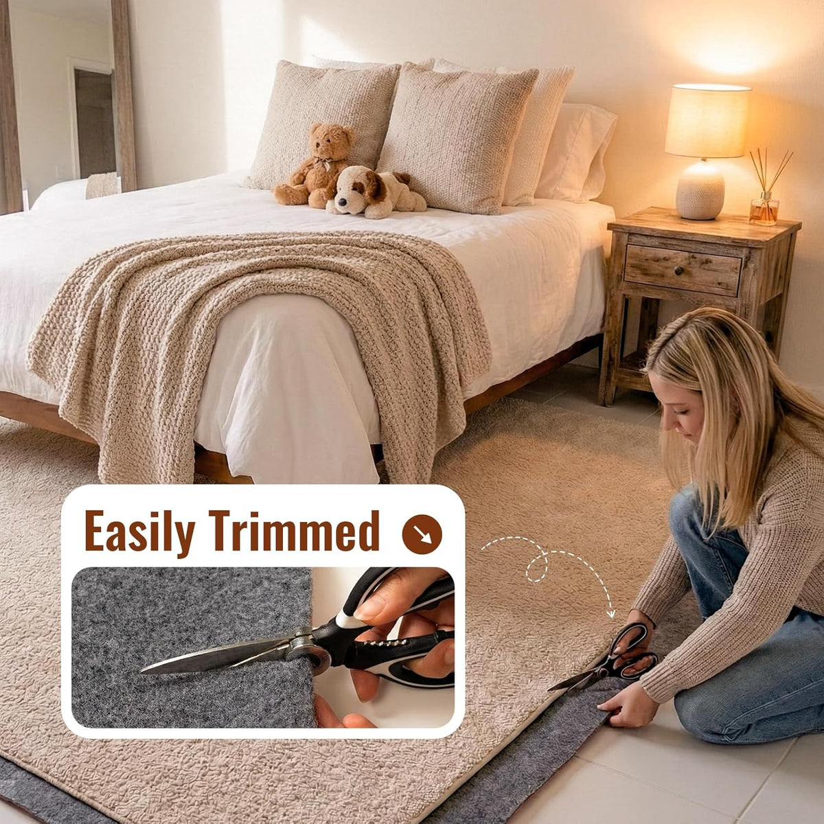 3 x 5 Ft Rug Pad Non-Slip, 1/4" Thick, Rug Gripper for Hardwood Floors, Felt and Natural Rubber Backing, Dual Surface, Cushioned Pads, Keep Carpets in Place, Protective Padding Under Area Rugs