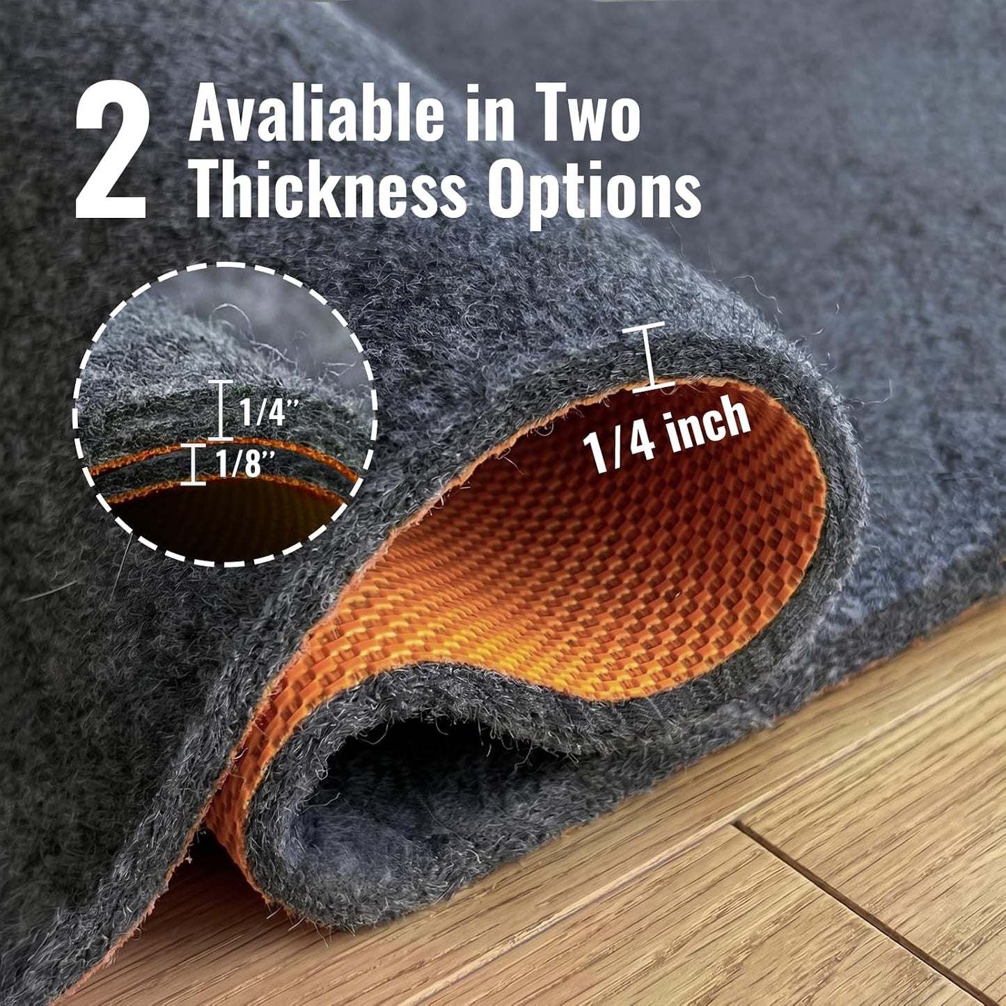 3 x 5 Ft Rug Pad Non-Slip, 1/4" Thick, Rug Gripper for Hardwood Floors, Felt and Natural Rubber Backing, Dual Surface, Cushioned Pads, Keep Carpets in Place, Protective Padding Under Area Rugs
