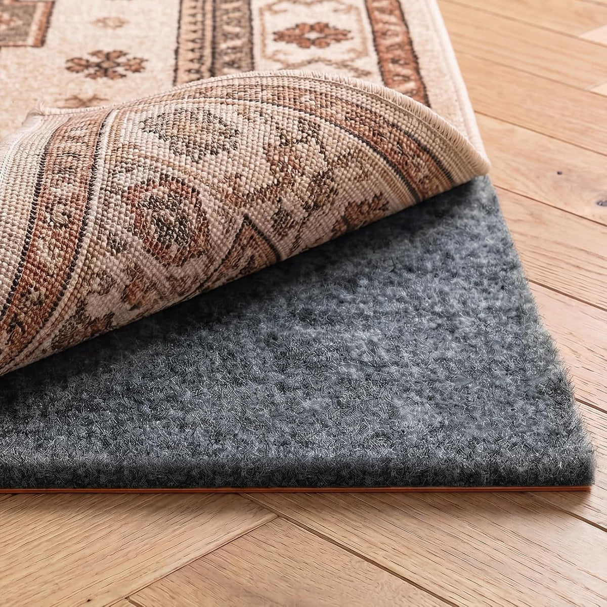 3 x 5 Ft Rug Pad Non-Slip, 1/4" Thick, Rug Gripper for Hardwood Floors, Felt and Natural Rubber Backing, Dual Surface, Cushioned Pads, Keep Carpets in Place, Protective Padding Under Area Rugs