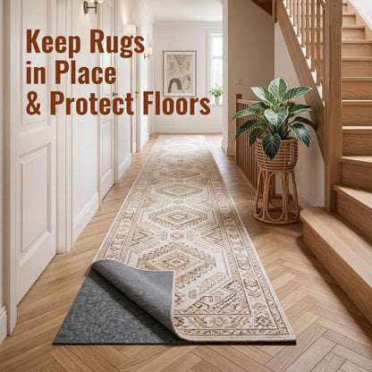 3 x 5 Ft Rug Pad Non-Slip, 1/4" Thick, Rug Gripper for Hardwood Floors, Felt and Natural Rubber Backing, Dual Surface, Cushioned Pads, Keep Carpets in Place, Protective Padding Under Area Rugs