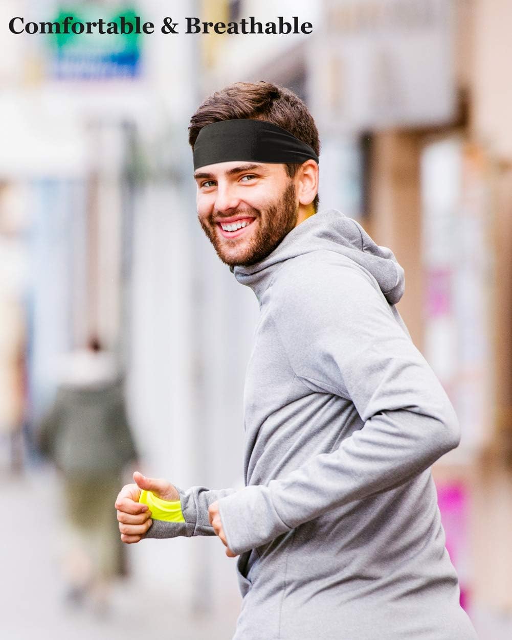 Running Headbands for Men Sweatbands Sports Sweat Bands Mens Workout Thin Fitness Gym Yoga 4 Pack…