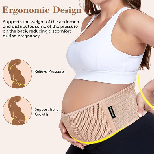 Pregnancy Belly Band Maternity Belt Back Support | Abdominal Binder Back Brace - Relieve Back, Pelvic, Hip Pain for Pregnancy Recovery (Black,One Size)