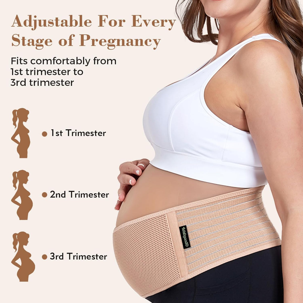 Pregnancy Belly Band Maternity Belt Back Support | Abdominal Binder Back Brace - Relieve Back, Pelvic, Hip Pain for Pregnancy Recovery (Black,One Size)