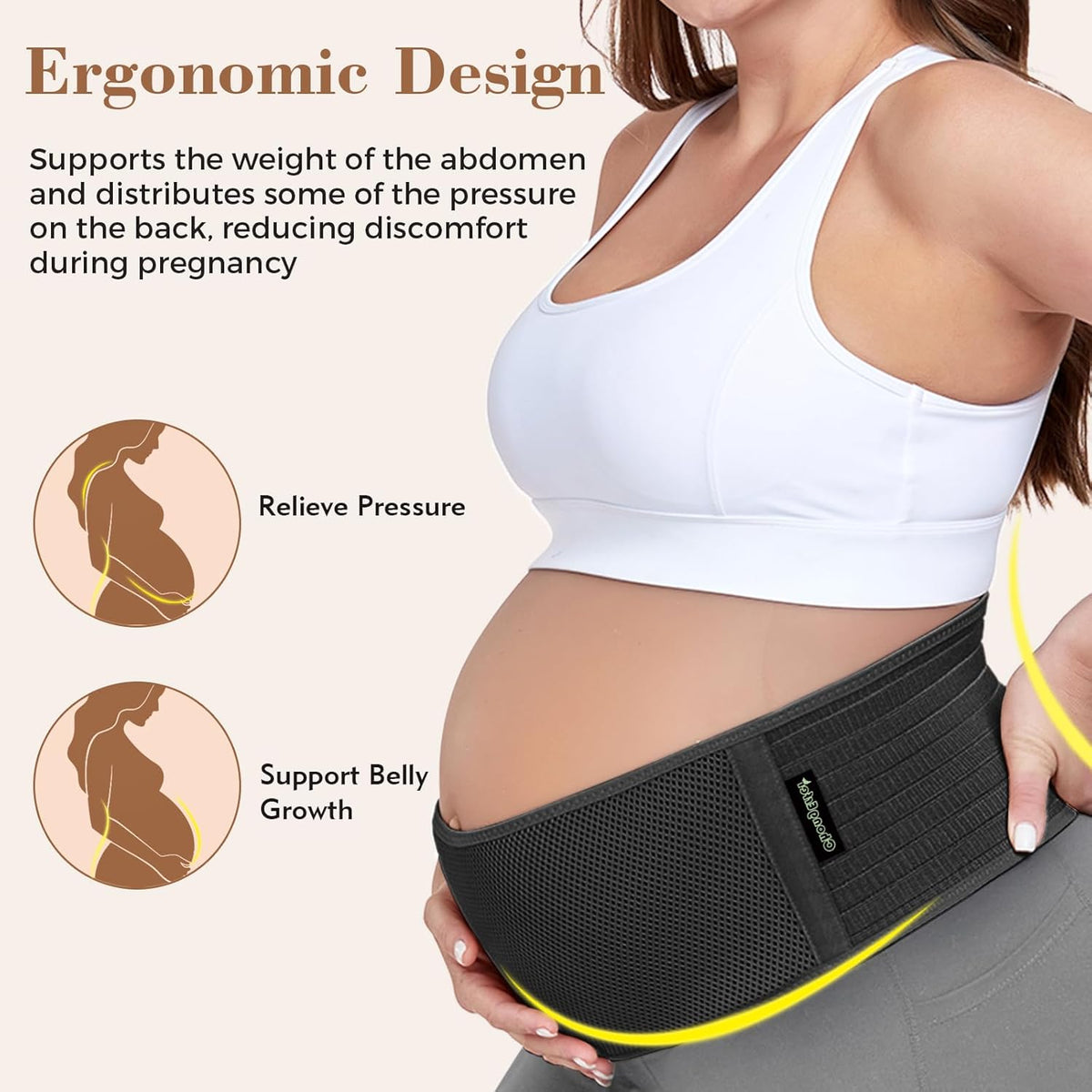 Pregnancy Belly Band Maternity Belt Back Support | Abdominal Binder Back Brace - Relieve Back, Pelvic, Hip Pain for Pregnancy Recovery (Black,One Size)