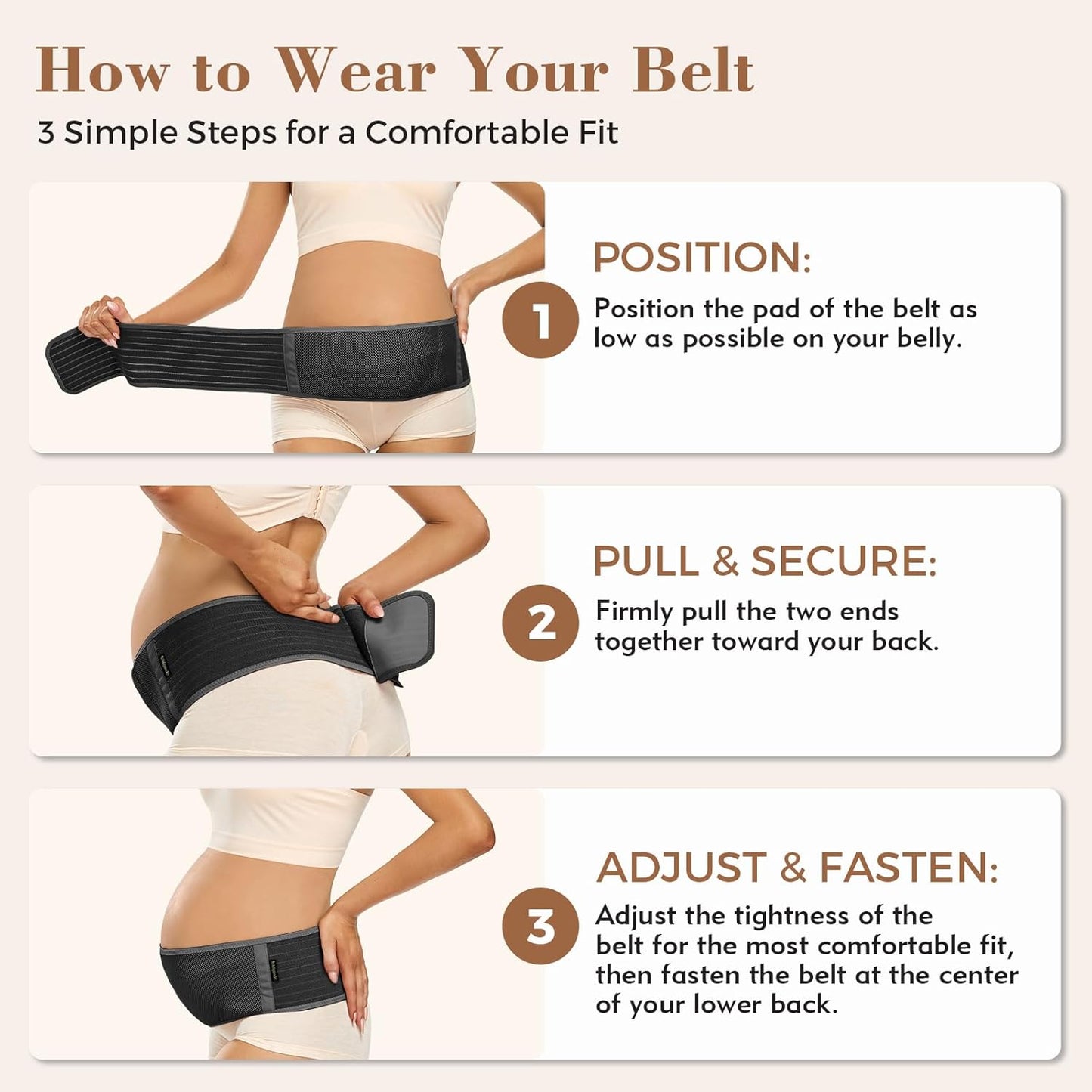 Pregnancy Belly Band Maternity Belt Back Support | Abdominal Binder Back Brace - Relieve Back, Pelvic, Hip Pain for Pregnancy Recovery (Black,One Size)