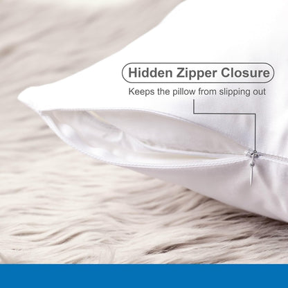 Pillow Cases - 100% Viscose Derived from Bamboo - Cooling Pillowcase - Standard Size, White, Set of 2 Zippered - for Hot Sleepers - Soft Pillow Covers