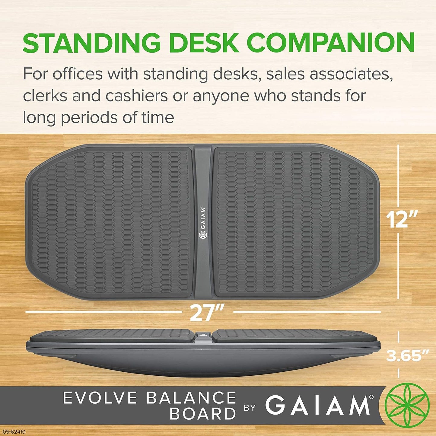 Evolve Balance Board Standing Desk, Anti Fatigue Wobble Board for Home Office, Physical Therapy, Exercise Equipment, Stability Rocker for Constant Movement, Increase Focus, Floor Mat Alternative