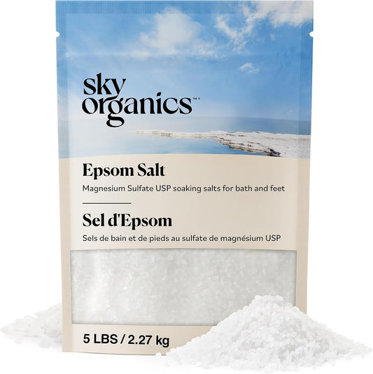 Epsom Salt Bath Soak 5 lbs, Magnesium Sulfate USP, Unscented