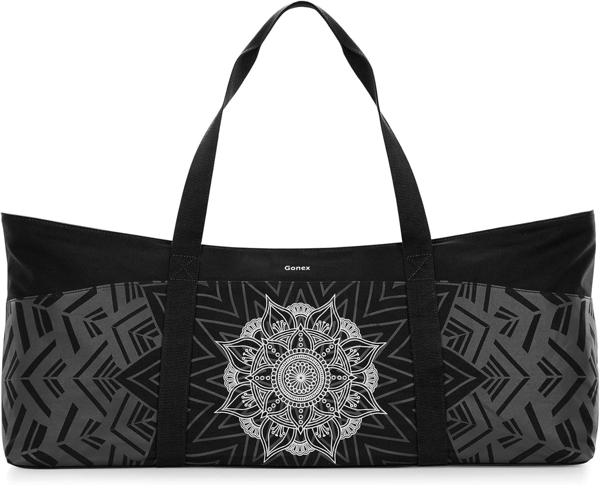Yoga Mat Bag, Extra Canvas Gym Bag with Waterproof Pocket Metal Zipper, Fits Mat & Blocks, Stylish Yoga Mat Carrier for Women, Ideal for Yoga, Pilates, Workout, Travel