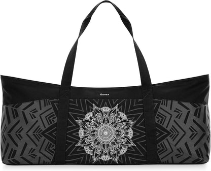 Yoga Mat Bag, Extra Canvas Gym Bag with Waterproof Pocket Metal Zipper, Fits Mat & Blocks, Stylish Yoga Mat Carrier for Women, Ideal for Yoga, Pilates, Workout, Travel