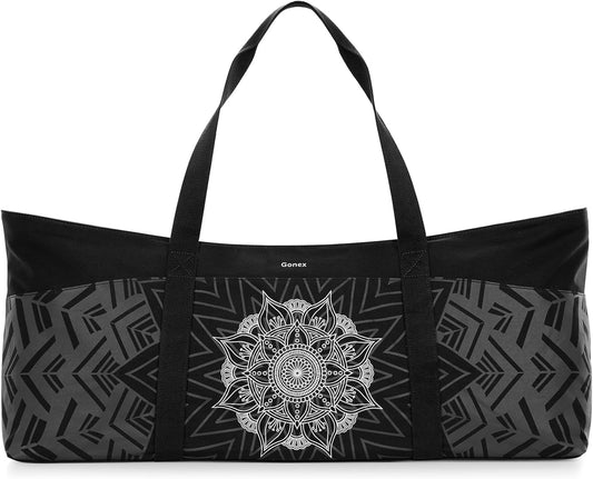 Yoga Mat Bag, Extra Canvas Gym Bag with Waterproof Pocket Metal Zipper, Fits Mat & Blocks, Stylish Yoga Mat Carrier for Women, Ideal for Yoga, Pilates, Workout, Travel
