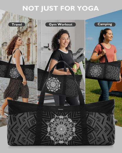 Yoga Mat Bag, Extra Canvas Gym Bag with Waterproof Pocket Metal Zipper, Fits Mat & Blocks, Stylish Yoga Mat Carrier for Women, Ideal for Yoga, Pilates, Workout, Travel