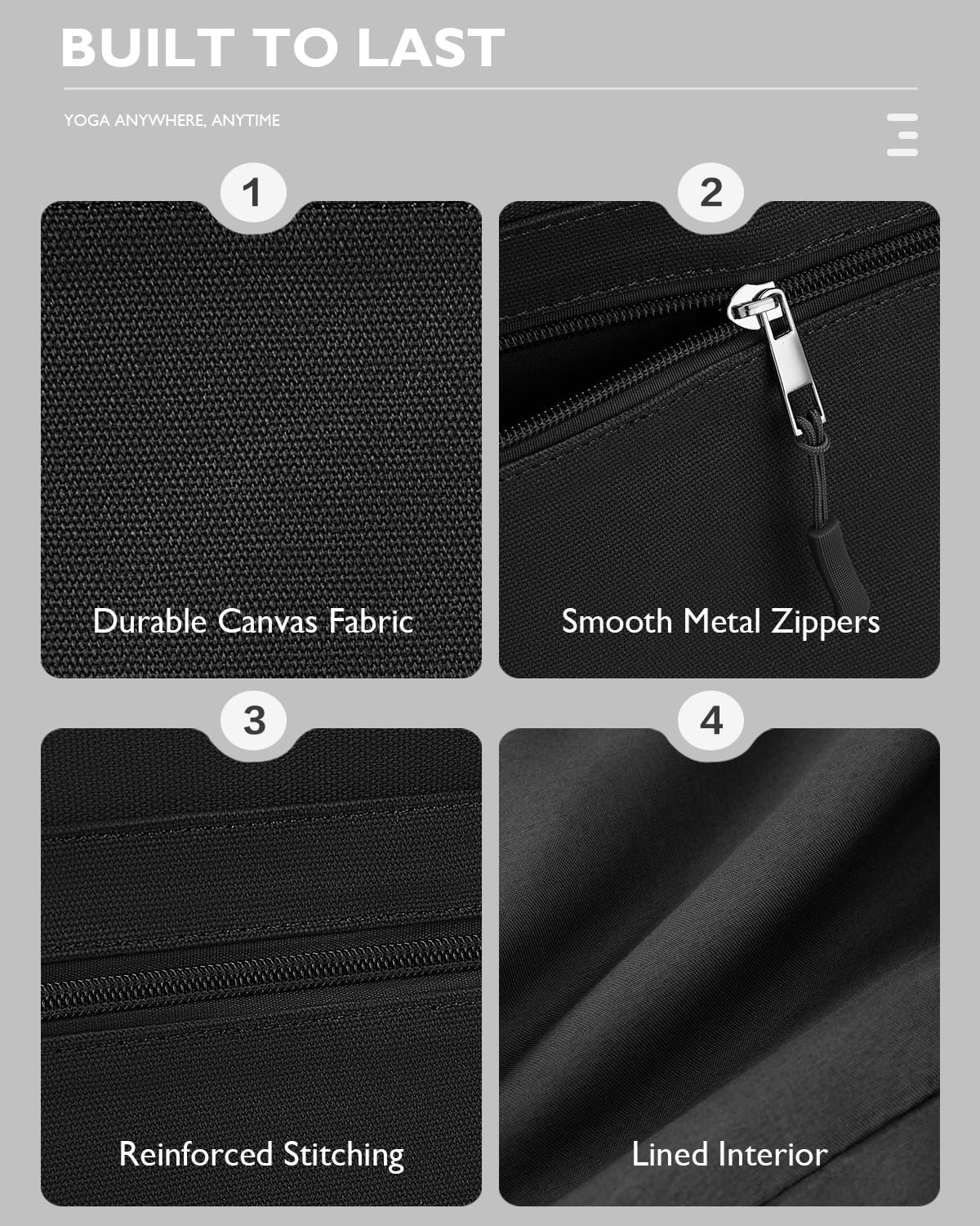 Yoga Mat Bag, Extra Canvas Gym Bag with Waterproof Pocket Metal Zipper, Fits Mat & Blocks, Stylish Yoga Mat Carrier for Women, Ideal for Yoga, Pilates, Workout, Travel