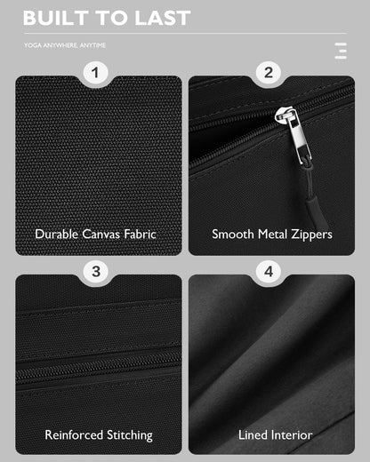 Yoga Mat Bag, Extra Canvas Gym Bag with Waterproof Pocket Metal Zipper, Fits Mat & Blocks, Stylish Yoga Mat Carrier for Women, Ideal for Yoga, Pilates, Workout, Travel