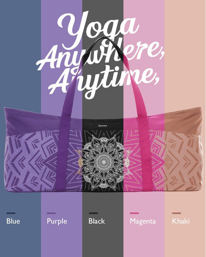 Yoga Mat Bag, Extra Canvas Gym Bag with Waterproof Pocket Metal Zipper, Fits Mat & Blocks, Stylish Yoga Mat Carrier for Women, Ideal for Yoga, Pilates, Workout, Travel