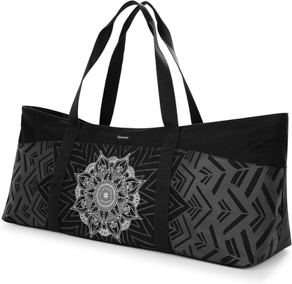Yoga Mat Bag, Extra Canvas Gym Bag with Waterproof Pocket Metal Zipper, Fits Mat & Blocks, Stylish Yoga Mat Carrier for Women, Ideal for Yoga, Pilates, Workout, Travel