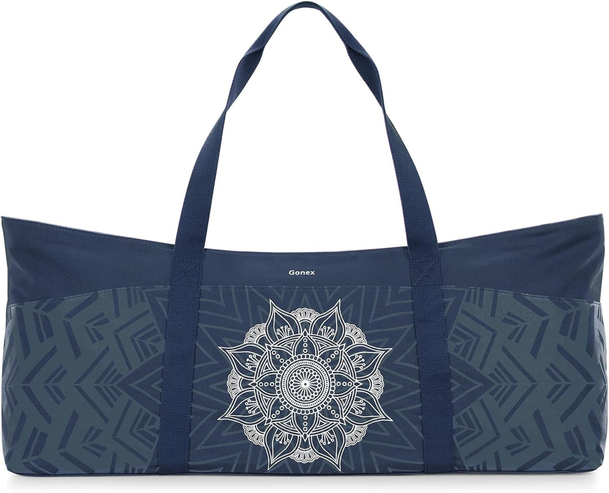 Yoga Mat Bag, Extra Canvas Gym Bag with Waterproof Pocket Metal Zipper, Fits Mat & Blocks, Stylish Yoga Mat Carrier for Women, Ideal for Yoga, Pilates, Workout, Travel
