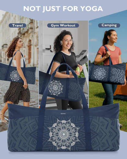Yoga Mat Bag, Extra Canvas Gym Bag with Waterproof Pocket Metal Zipper, Fits Mat & Blocks, Stylish Yoga Mat Carrier for Women, Ideal for Yoga, Pilates, Workout, Travel