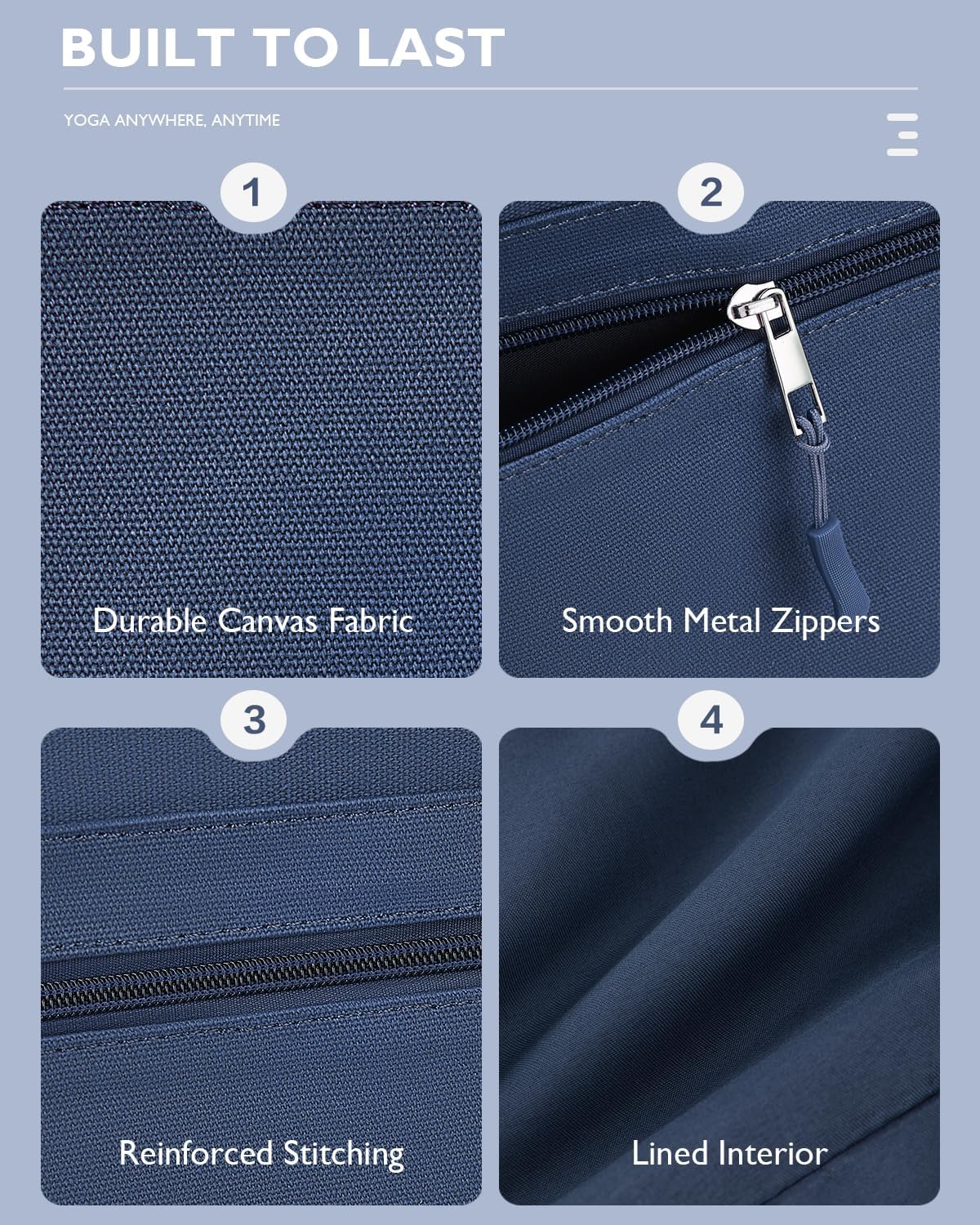 Yoga Mat Bag, Extra Canvas Gym Bag with Waterproof Pocket Metal Zipper, Fits Mat & Blocks, Stylish Yoga Mat Carrier for Women, Ideal for Yoga, Pilates, Workout, Travel