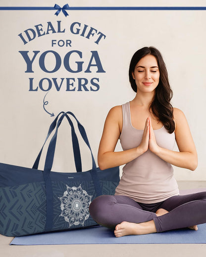 Yoga Mat Bag, Extra Canvas Gym Bag with Waterproof Pocket Metal Zipper, Fits Mat & Blocks, Stylish Yoga Mat Carrier for Women, Ideal for Yoga, Pilates, Workout, Travel