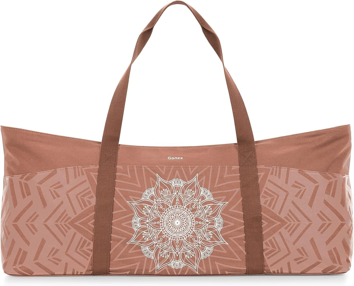 Yoga Mat Bag, Extra Canvas Gym Bag with Waterproof Pocket Metal Zipper, Fits Mat & Blocks, Stylish Yoga Mat Carrier for Women, Ideal for Yoga, Pilates, Workout, Travel