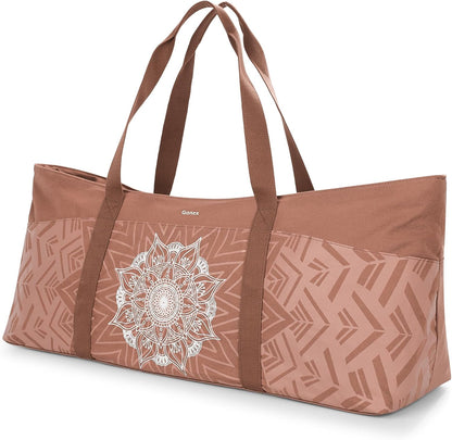 Yoga Mat Bag, Extra Canvas Gym Bag with Waterproof Pocket Metal Zipper, Fits Mat & Blocks, Stylish Yoga Mat Carrier for Women, Ideal for Yoga, Pilates, Workout, Travel
