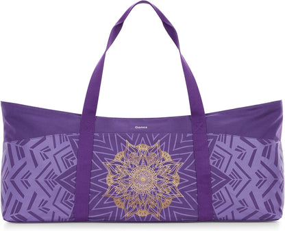 Yoga Mat Bag, Extra Canvas Gym Bag with Waterproof Pocket Metal Zipper, Fits Mat & Blocks, Stylish Yoga Mat Carrier for Women, Ideal for Yoga, Pilates, Workout, Travel