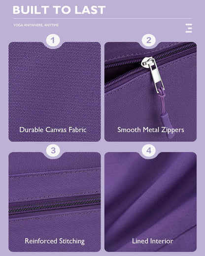 Yoga Mat Bag, Extra Canvas Gym Bag with Waterproof Pocket Metal Zipper, Fits Mat & Blocks, Stylish Yoga Mat Carrier for Women, Ideal for Yoga, Pilates, Workout, Travel