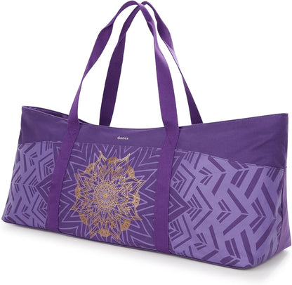 Yoga Mat Bag, Extra Canvas Gym Bag with Waterproof Pocket Metal Zipper, Fits Mat & Blocks, Stylish Yoga Mat Carrier for Women, Ideal for Yoga, Pilates, Workout, Travel