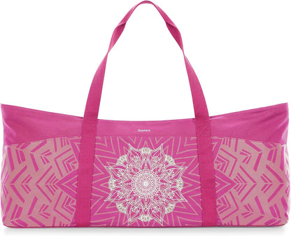 Yoga Mat Bag, Extra Canvas Gym Bag with Waterproof Pocket Metal Zipper, Fits Mat & Blocks, Stylish Yoga Mat Carrier for Women, Ideal for Yoga, Pilates, Workout, Travel